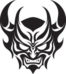 YokaiYore Iconic Emblem of Ghostly Demon SamuraiSinister Hand Drawn Symbol for Terrifying Oni