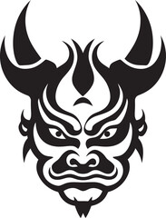 HauntingOni Vector Black Logo Design for Eerie Mask YokaiYore Iconic Emblem of Ghostly Demon