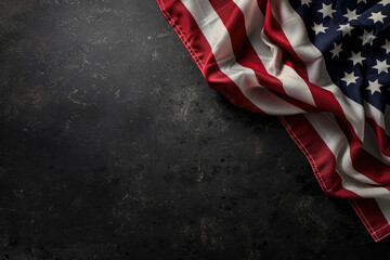 Background usa flag at black grunge background with copy space.United States of America 2024 Presidential Election day.Independence day Happy 4th of july concept. - obrazy, fototapety, plakaty