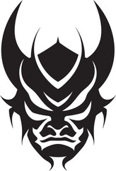YureiYokai Iconic Emblem of Sinister Oni NohNemesis Hand Drawn Symbol for Ancient Mask