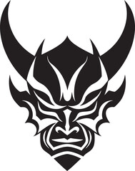 HauntingOni Vector Black Logo Design for Sinister Mask YokaiYore Iconic Emblem of Malevolent Oni