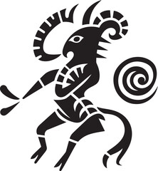 Tribal Serenity Black Logo Design of Kokopelli Icon Kokopellis Anthem Vector Emblem of Kokopelli in Black