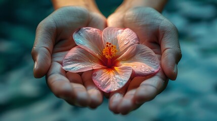 Person Holding Flower in Hands