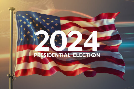 Presidential election 2024 background design template with USA flag. Election voting poster.  Political election 2024 campaign background.