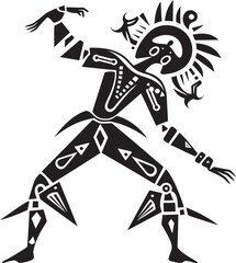 Desert Serenade Hand Drawn Symbol of Kokopelli in Black Kokopellis Melody Black Tribal Art Logo Design Icon
