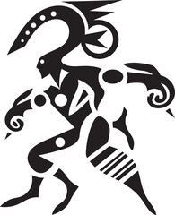 Tribal Legends Hand Drawn Kokopelli Symbol in Black Vector Kokopellis Call Black Logo Design of Tribal Art Icon