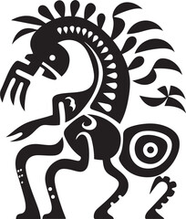 Kokopellis Harmony Tribal Art Logo in Black Vector Desert Drummer Black Kokopelli Emblem Design