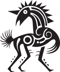 Southwest Saga Vector Kokopelli Emblem in Black Tribal Legends Hand Drawn Kokopelli Symbol in Black Vector