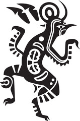 Desert Wanderer Hand Drawn Symbol of Kokopelli in Black Kokopellis Tune Tribal Art Logo in Black Vector