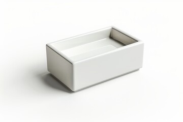empty white ceramic box isolated on white background 