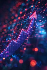 A futuristic arrow intersects with a graph depicting the upward trend of stocks showcasing the impact of innovation on financial markets As new technologies disrupt traditional industries - obrazy, fototapety, plakaty
