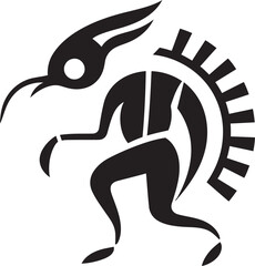 Tribal Harmony Hand Drawn Kokopelli Symbol in Black Vector Kokopellis Journey Black Logo Design of Tribal Art Icon