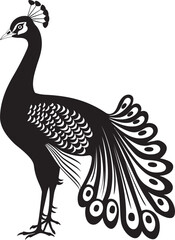 Luxurious Feathered Majesty Vector Icon of Grand Peacock in Black Exquisite Peacock Elegance Black Logo Design of Gorgeous Bird Icon