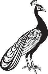 Ethereal Peacock Essence Hand Drawn Symbol of Majestic Bird in Black Majestic Avian Majesty Logo Design of Exquisite Peacock in Black Vector