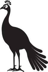 Ornate Feathered Grandeur Vector Icon of Beautiful Peacock in Black Radiant Peacock Beauty Black Logo Design of Elegant Bird Icon