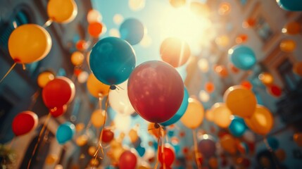 Bunch of Balloons Floating in the Air