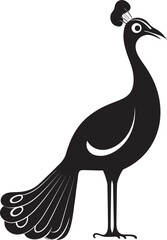 Vibrant Majesty Hand Drawn Peacock Symbol in Black Ethereal Charm Stunning Peacock Icon in Black Vector