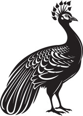 Royal Splendor Peacock Black Logo Design Icon Enigmatic Beauty Large Peacock Vector Emblem in Black