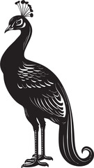 Enchanting Majesty Magnificent Peacock Emblem in Black Majestic Beauty Hand Drawn Peacock Symbol in Black Vector