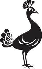 Regal Plumes Elegant Peacock Emblem in Black Vector Enchanting Elegance Hand Drawn Peacock Symbol in Black