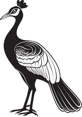 Splendid Feathers Hand Drawn Peacock Symbol in Black Ethereal Elegance Elegant Peacock Emblem in Black Vector