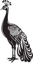 Graceful Plumes Hand Drawn Peacock Symbol in Black Vector Royal Radiance Peacock Logo Design Icon in Black