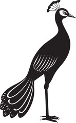 Serene Majesty Stunning Peacock Icon in Black Vector Majestic Grandeur Magnificent Peacock Emblem in Black