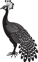 Fototapeta na wymiar Opulent Aura Hand Drawn Peacock Symbol in Black Vector Regal Elegance Peacock Black Logo Design Icon