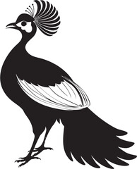 Enchanting Aura Stunning Peacock Icon in Black Vector Exotic Grace Magnificent Peacock Emblem in Black