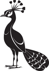 Dazzling Feathered Showcase Logo Design of Gorgeous Peacock in Black Vector Divine Avian Grandeur Vector Icon of Stunning Peacock in Black