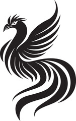 Phoenix Legacy Logo Design of Legendary Bird in Black Vector Eternal Flame Vector Icon of Mythical Phoenix in Black