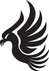 Phoenix Illumination Logo Design of Mythical Bird in Black Vector Eternal Guardian Vector Icon of Legendary Phoenix in Black