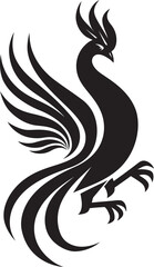 Cosmic Guardian Hand Drawn Phoenix Symbol in Black Vector Phoenix Sovereignty Logo Design of Legendary Phoenix in Black Vector