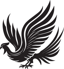 Celestial Wings Hand Drawn Phoenix Symbol in Black Vector Phoenix Dominion Logo Design of Legendary Bird in Black Vector