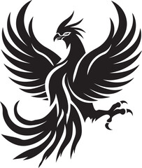 Eternal Beacon Hand Drawn Phoenix Symbol in Black Vector Phoenix Legacy Logo Design of Legendary Bird in Black Vector