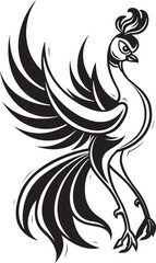 Cosmic Fire Hand Drawn Phoenix Symbol in Black Vector Radiant Resurgence Logo Design of Legendary Phoenix in Black Vector