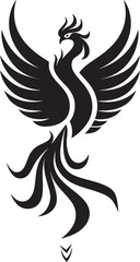 Phoenix Legacy Logo Design of Legendary Bird in Black Vector Eternal Flame Vector Icon of Mythical Phoenix in Black