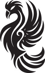 Immortal Phoenix Vector Icon of Mythical Phoenix in Black Celestial Symbol Hand Drawn Symbol of Legendary Phoenix in Black Vector
