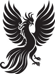 Phoenix Sovereignty Logo Design of Legendary Phoenix in Black Vector Immortal Phoenix Vector Icon of Mythical Phoenix in Black
