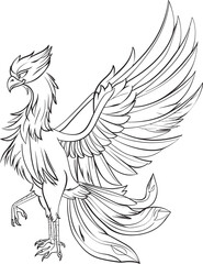 Phoenix Ascendancy Logo Design of Legendary Bird in Black Vector Eternal Flame Vector Icon of Mythical Phoenix in Black