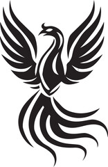 Eternal Beacon Hand Drawn Phoenix Symbol in Black Vector Phoenix Legacy Logo Design of Legendary Bird in Black Vector