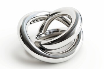silver metal infinity ring isolated on white background 