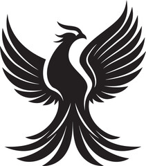 Eternal Flame Vector Icon of Mythical Phoenix in Black Cosmic Guardian Hand Drawn Phoenix Symbol in Black Vector