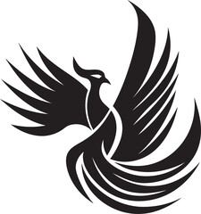 Phoenix Eternity Hand Drawn Symbol of Legendary Bird in Black Vector Everlasting Flames Logo Design of Mythical Phoenix in Black Vector