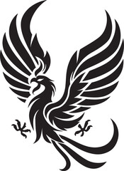 Celestial Rebirth Logo Design of Mythical Phoenix in Black Vector Phoenix Revival Vector Icon of Legendary Bird in Black