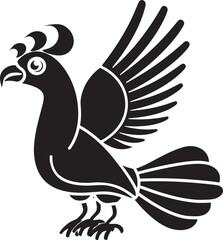 Radiant Firebird Hand Drawn Phoenix Symbol in Black Vector Eternal Flame Logo Design of Mythical Phoenix in Black Vector
