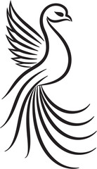 Phoenix Majesty Legendary Bird Emblem in Vector Black Resurrected Glory Hand Drawn Phoenix Symbol in Black Vector