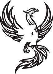 Cosmic Resurgence Hand Drawn Symbol of Legendary Phoenix in Black Vector Eternal Flames Logo Design of Mythical Phoenix in Black Vector
