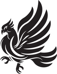 Phoenix Ignition Vector Icon of Legendary Phoenix in Black Cosmic Resurgence Hand Drawn Symbol of Mythical Bird in Black Vector