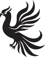 Celestial Phoenix Logo Design of Mythical Bird in Black Vector Phoenix Ignition Vector Icon of Legendary Phoenix in Black